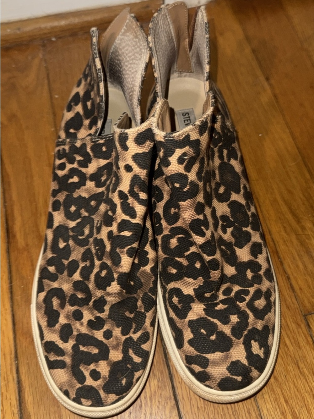 Steve Madden Leopard-Print Slip-On Sneakers in Black and Brown
